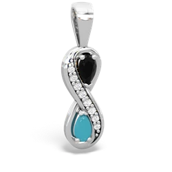 Onyx Diamond Infinity 14K White Gold pendant P5390