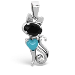 Onyx Kitten 14K White Gold pendant P5780