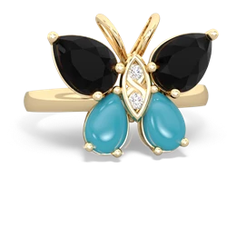 Onyx Butterfly 14K Yellow Gold ring R2215