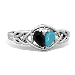 Onyx Celtic Love Knot 14K White Gold ring R5420