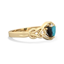 Onyx Celtic Love Knot 14K Yellow Gold ring R5420