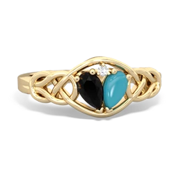 Onyx Celtic Love Knot 14K Yellow Gold ring R5420