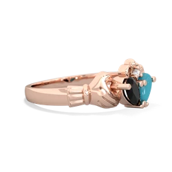 Onyx 'Our Heart' Claddagh 14K Rose Gold ring R2388