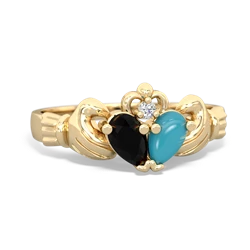 Onyx 'Our Heart' Claddagh 14K Yellow Gold ring R2388