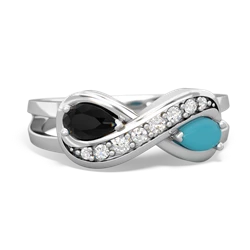 Onyx Diamond Infinity 14K White Gold ring R5390