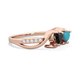 Onyx Side By Side 14K Rose Gold ring R3090