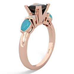 Onyx 6Mm Princess Eternal Embrace Engagement 14K Rose Gold ring C2002