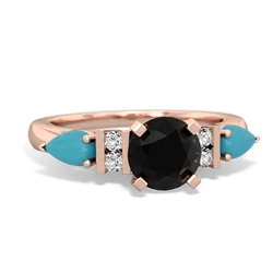 Onyx 6Mm Round Eternal Embrace Engagement 14K Rose Gold ring R2005