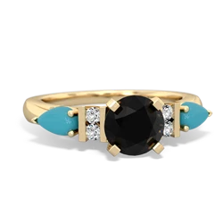 Onyx 6Mm Round Eternal Embrace Engagement 14K Yellow Gold ring R2005