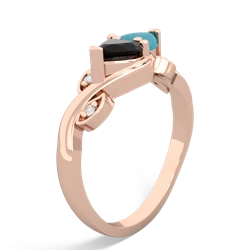 Onyx Floral Elegance 14K Rose Gold ring R5790