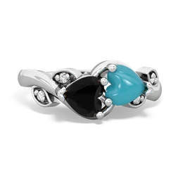 Onyx Floral Elegance 14K White Gold ring R5790