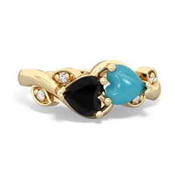 Onyx Floral Elegance 14K Yellow Gold ring R5790