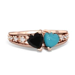 Onyx Heart To Heart 14K Rose Gold ring R3342