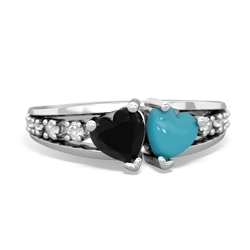 Onyx Heart To Heart 14K White Gold ring R3342