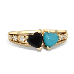 Onyx Heart To Heart 14K Yellow Gold ring R3342