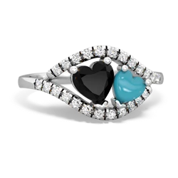 Onyx Mother And Child 14K White Gold ring R3010