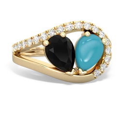 Onyx Nestled Heart Keepsake 14K Yellow Gold ring R5650