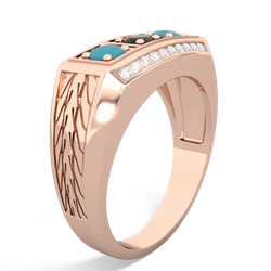 Onyx Three Stone Tire Tread Men's 14K Rose Gold ring R0520