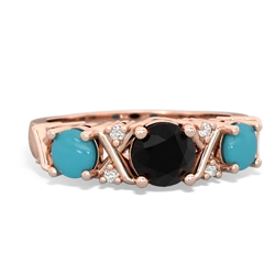 Onyx Hugs And Kisses 14K Rose Gold ring R5016