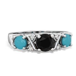 Onyx Hugs And Kisses 14K White Gold ring R5016