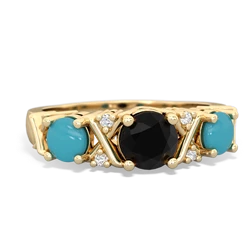 Onyx Hugs And Kisses 14K Yellow Gold ring R5016