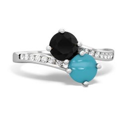 Onyx Channel Set Two Stone 14K White Gold ring R5303