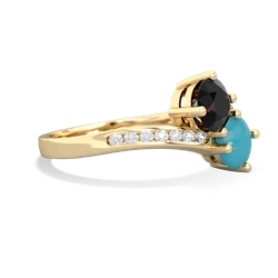 Onyx Channel Set Two Stone 14K Yellow Gold ring R5303