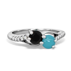 Onyx Infinity Pave Two Stone 14K White Gold ring R5285