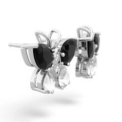 Onyx Butterfly 14K White Gold earrings E2215