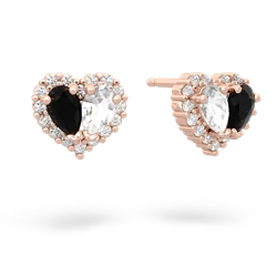Onyx Halo 14K Rose Gold earrings E7008
