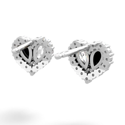 Onyx Halo 14K White Gold earrings E7008