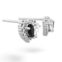 Onyx Halo 14K White Gold earrings E7008