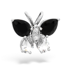 Onyx Butterfly 14K White Gold pendant P2215