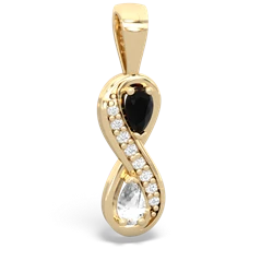 Onyx Diamond Infinity 14K Yellow Gold pendant P5390