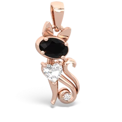 Onyx Kitten 14K Rose Gold pendant P5780