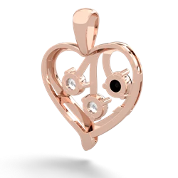 Onyx Glowing Heart 14K Rose Gold pendant P2233