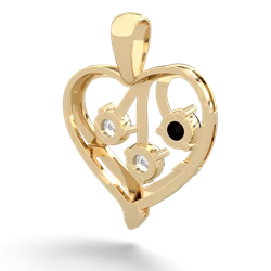 Onyx Glowing Heart 14K Yellow Gold pendant P2233