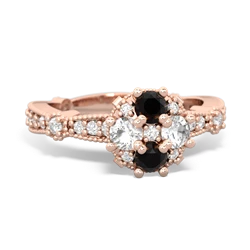 Onyx Sparkling Tiara Cluster 14K Rose Gold ring R26293RD