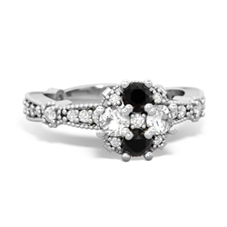 Onyx Sparkling Tiara Cluster 14K White Gold ring R26293RD