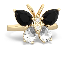 Onyx Butterfly 14K Yellow Gold ring R2215