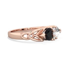 Onyx Celtic Knot Double Heart 14K Rose Gold ring R5040