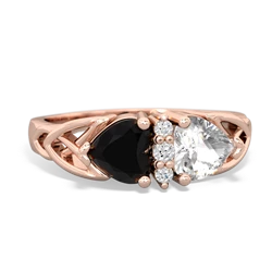 Onyx Celtic Knot Double Heart 14K Rose Gold ring R5040