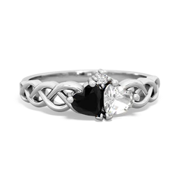 Onyx Heart To Heart Braid 14K White Gold ring R5870