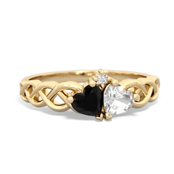 Onyx Heart To Heart Braid 14K Yellow Gold ring R5870