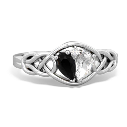 Onyx Celtic Love Knot 14K White Gold ring R5420