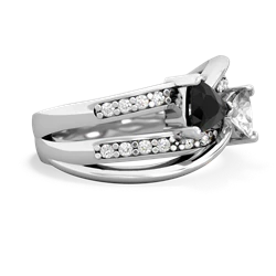 Onyx Bowtie 14K White Gold ring R2360