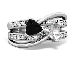 Onyx Bowtie 14K White Gold ring R2360