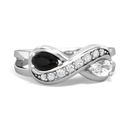 Onyx Diamond Infinity 14K White Gold ring R5390