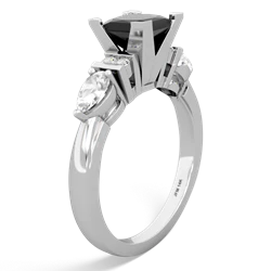 Onyx 6Mm Princess Eternal Embrace Engagement 14K White Gold ring C2002