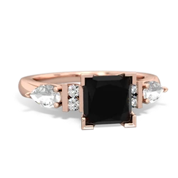 Onyx 6Mm Princess Eternal Embrace Engagement 14K Rose Gold ring C2002